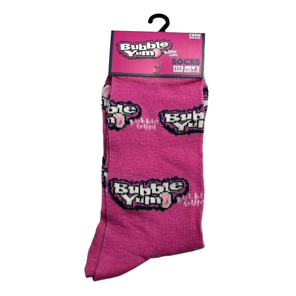 Odd Sox Unisex Bubble Yum Bubble Gum Novelty Crew Socks 80s 90s Retro Pink